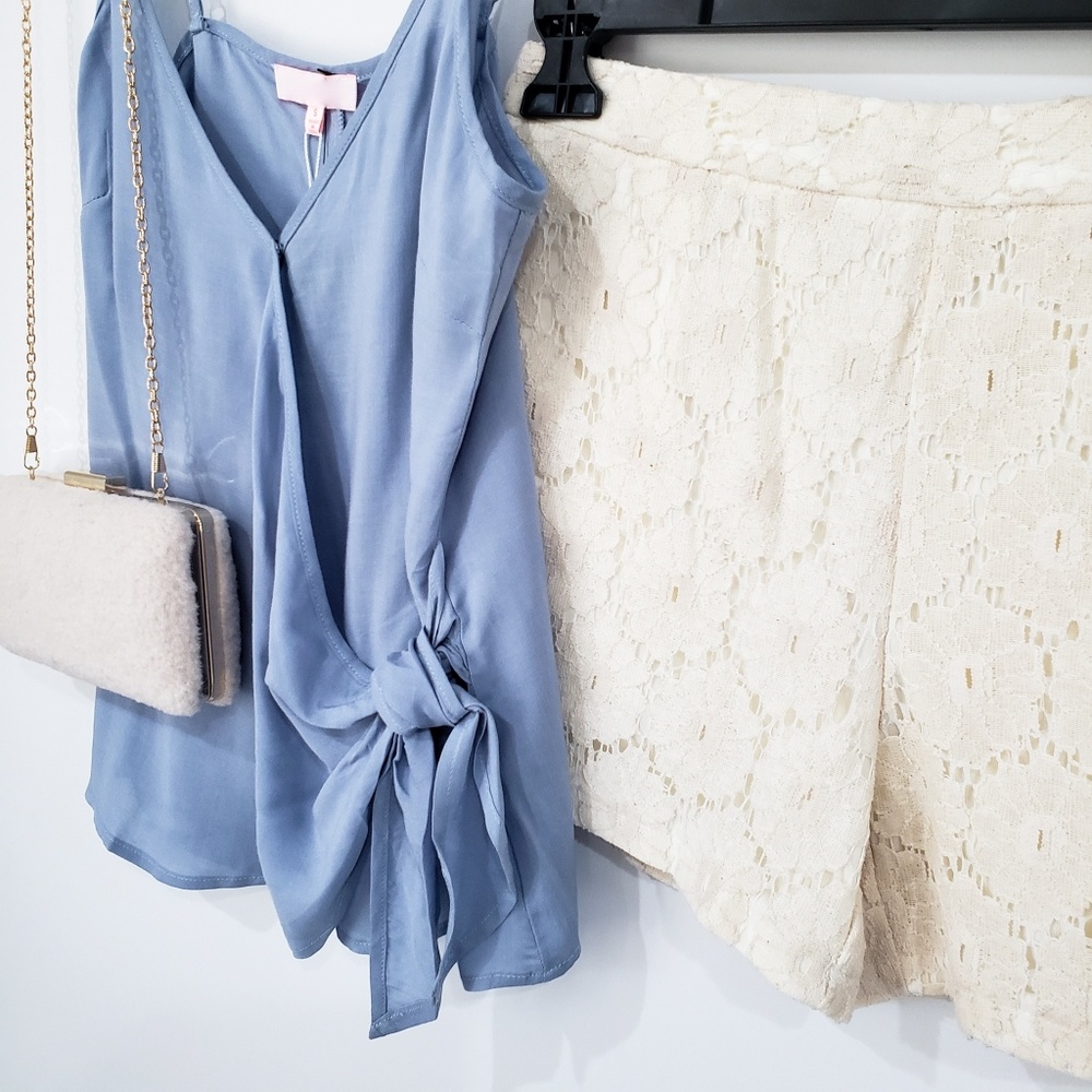 From a Dream Side Tie Tank Top (Blue) - Picture 2 of 7